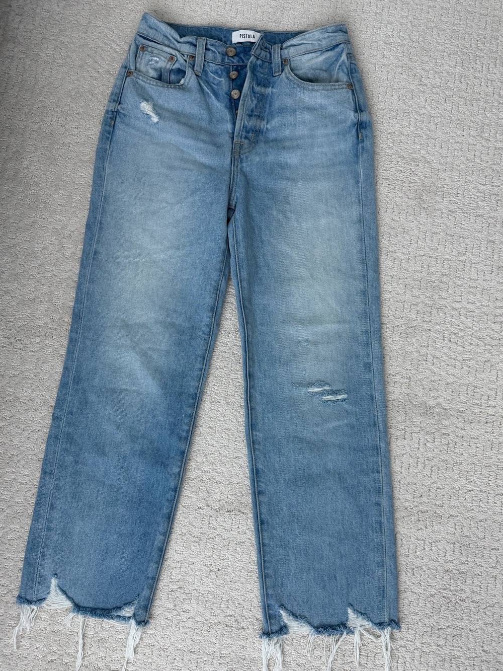 PISTOLA  Light Wash Distressed‎ Straight-Leg Jeans